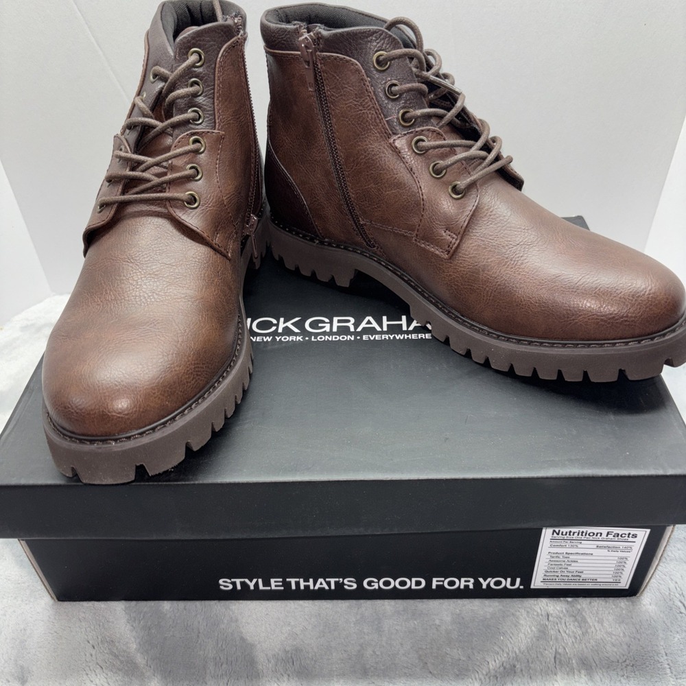 Nick Graham Size 8 Zip/lace Up‎ Barkley Brown Boots